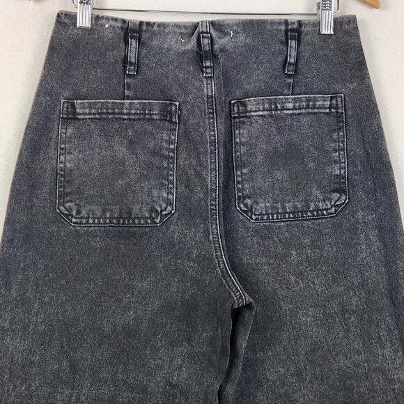 Zara Baggy Wide Jeans Women’s SZ 10 Black Wide Leg Crop Denim High Rise Cotton - Picture 12 of 14